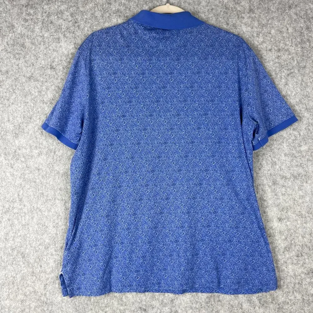 Polo Ralph Lauren Polo Shirt Mens Large Blue Floral Soft Cotton Pony Preppy AOP